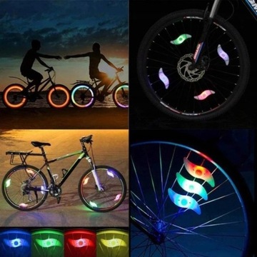 4 светодиодных велосипедных фонаря на спицах велосипедного колеса. КРЫШКА КОЛЕСА