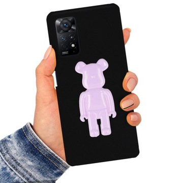 ETUI MATT 3D SILIKONOWE CZARNE + FIOLET MIŚ DO XIAOMI REDMI NOTE 11 PRO 4G