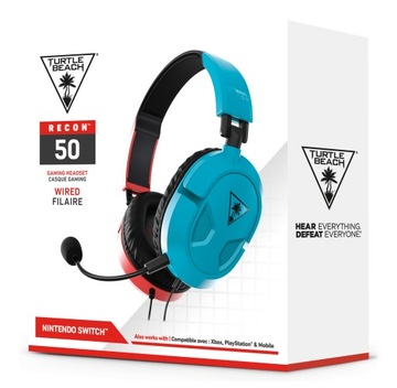 Słuchawki przewodowe nauszne Turtle Beach Recon 50 Niebiesko-czerwone