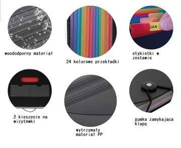 Teczka harmonikowa Składana 24 Przegródki pojemna zamykana organizer