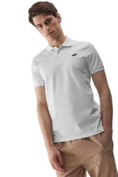 Męski t-shirt polo bawełniany 4F M129 SS24 3XL biały