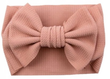 SZEROKA OPASKA DLA DZIEWCZYNKI 40-50CM KOKARDA RÓŻOWA