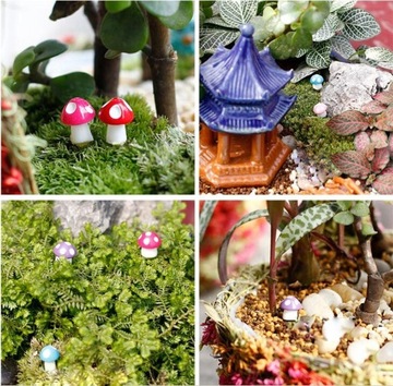 Miniaturowa wróżka z grzybami Ozdoba ogrodowa Doniczka Domek dla lalek Różowy Fioletowy Żółty