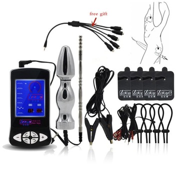 Electro Shock Kits E-Stim Penis Plug Cock Rings Massage Pad Nipple Clamps A