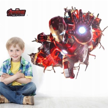 Naklejki na ścianę szafkę IRON MAN HERO 3D XXL DIY