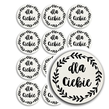 24x naklejki na Walentynki z napisem Dla Ciebie, z papieru ecru 35mm