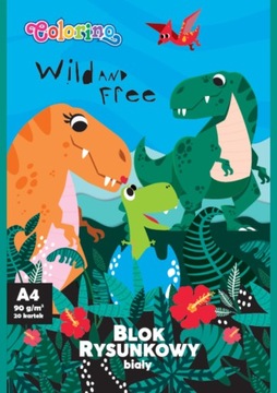 DINOZAURY COLORINO blok rysunkowy A4 20 kartek 90g/m2