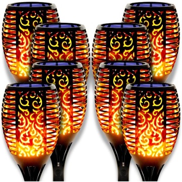LAMPA SOLARNA LED POCHODNIA EFEKT PŁOMIEŃ OGIEŃ LAMPKI SOLARNE 8 SZTUK