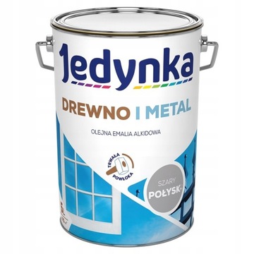 JEDYNKA 5L szary połysk emalia DO DREWNA I METALU