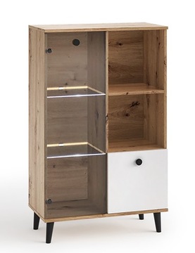 Witryna przeszklona C4 80 cm Dąb Artisan/Biały