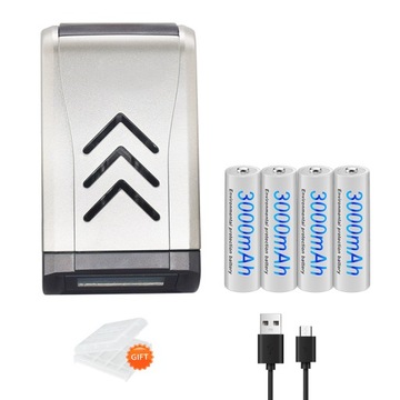 4 szt. 1,2 V 3000 mAh AA akumulator NIMH z ładowarką