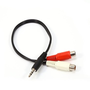 Przejściówka JACK 3,5 mm męski męskie na 2 x RCA CHINCH żeńskie żeński