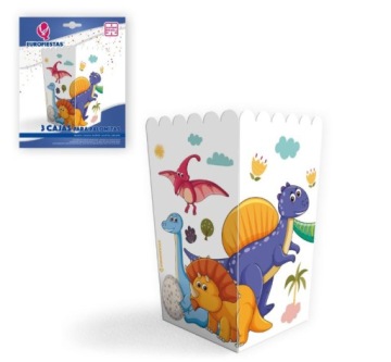 Коробки для попкорну динозаври, 3 шт.