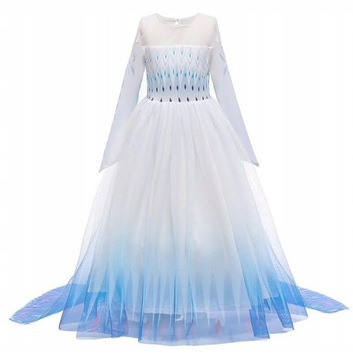 Strój sukienka Elsa Kraina Lodu biała NA 120cm FROZEN PREMIUM
