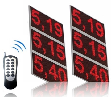 Komplet 6 cen paliw, pilot radiowy. 6 x 32 x 64 cm wyświetlacze do pylonu