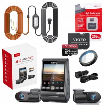 VIOFO A229 PRO 3CH REJESTRATOR PRZÓD/ŚRODEK/TYŁ 4K/FHD/2K 256GB ACC