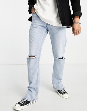 D1Q033 TOPMAN__Y06 SPODNIE JEANS RIPPED__W34/L30