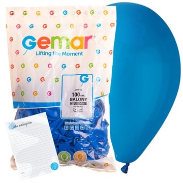 Balony granatowe G90/10 GEMAR x100 szt baloniki na urodziny imprezę +lista