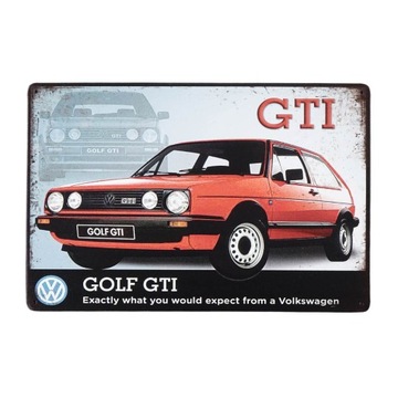 Plakat Tabliczka ozdobna metalowa retro GOLF GTI