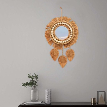 Круглое подвесное зеркало в стиле макраме с кисточками в стиле B, украшение на стену в стиле бохо