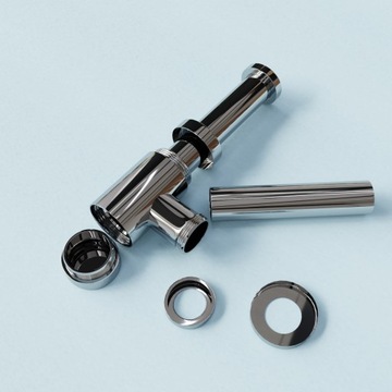 Сифон для умывальника, пробка клик-клак с переливом, латунь, хром