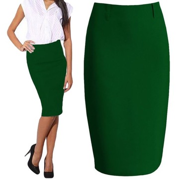 SPÓDNICA OŁÓWKOWA MIDI ZIELONY podszewka 46