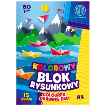 Blok rysunkowy kolorowy ASTRA 15 kartek A4