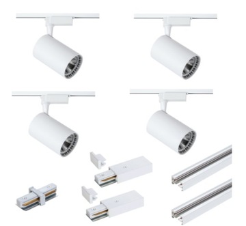 Zestaw oświetlenia szynowego Led 4 x 5W biały