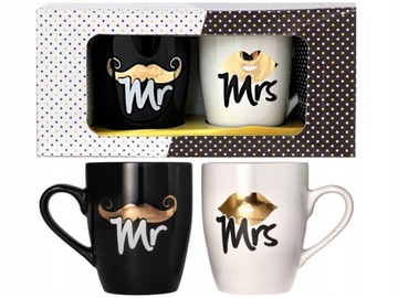 ZESTAW KUBKÓW MR MRS NAPIS DLA PARY PREZENT NA WESELE ROCZNICA ŚLUBU 2szt