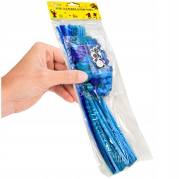 КРЕАТИВНЫЙ НАБОР ИЗ ПРОВОЛОКИ ГЛАЗ, СИНИЕ ПОМПОНЫ