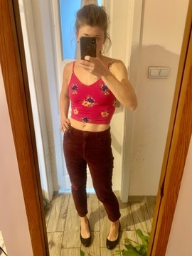 New Look crop top braletka cami XS S kwiaty róż