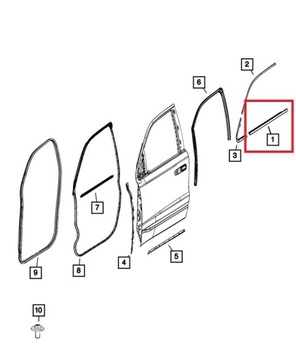 DODGE RAM 1500 19 2019-2023 TĚSNĚNÍ LIŠTA POD SKLO DVEŘE LEVÝ PŘEDNÍ