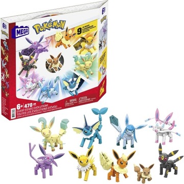 Figurki Mega Pokemon Every Eevee Evolution! 470 elementów