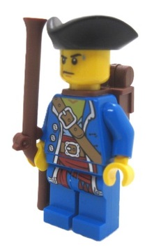 LEGO Pirat żołnierz piechór z muszkietem i plecakiem