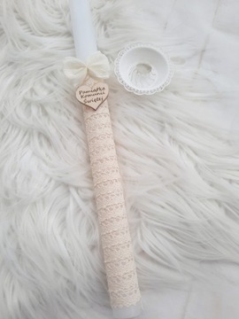 świeca komunijna do komunii handmade okapnik