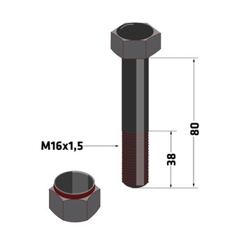 Utwardzana Śruba M16x80 do kosiarki bijakowej 10.9