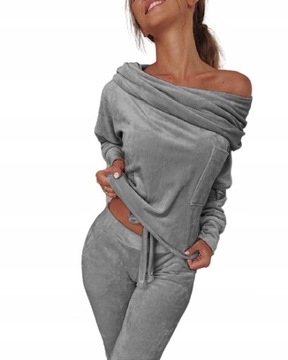 DRES WELUROWY KOMPLET ZESTAW SPODNIE BLUZA 42 XL