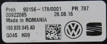 VW UP MII CITIGO PANEL KLIMATIZACE 1S0820045AD