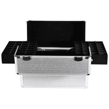 КОСМЕТИЧЕСКИЙ ЧЕХОЛ ДЛЯ ЛАКОВ ДЛЯ НОГТЕЙ, ЛАМПА с отделениями, СЕРЕБРЯНЫЙ цирконий