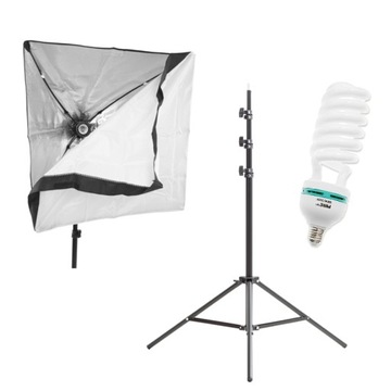 Комплект: SOFTBOX 40x60см, лампочка 85Вт, штатив.