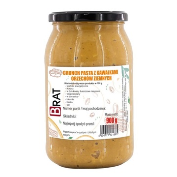 MASŁO ORZECHOWE CRUNCHY 900g Krem orzechowy 100% naturalne