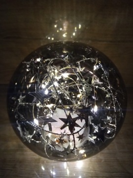 Набор из 3 светодиодных стеклянных шаров со звездами - Декоративные новогодние украшения 15 см