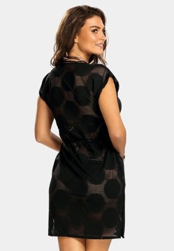 Czarna tunika plażowa | Sukienka wiązana F60/509H/ XL
