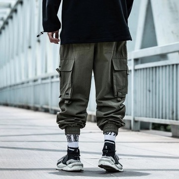 Streetwear Black Cargo Pants Mens Plus Size Hip Ho