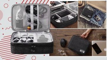 TORBA ORGANIZER NA KABLE ŁADOWARKI PODRÓŻ PRACY POJEMNA 5 RZEPÓW GRATIS XL