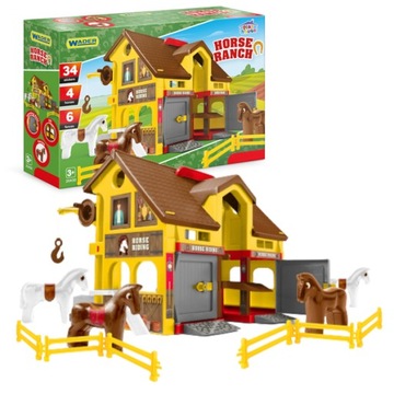 Wader 25430 Play House Stadnina Koni – Zestaw z Akcesoriami i Naklejkami