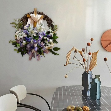 Большой пасхальный венок на входную дверь, 40 см.