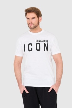 DSQUARED2 Biały t-shirt męski z dużym logo ICON L