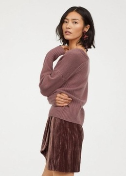 H&M Kaszmirowy sweter z dekoltem w serek damski modny stylowy miękki 36 S
