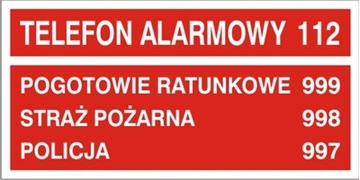 TELEFONY ALARMOWE PŁYTA HIPS 20x10cm